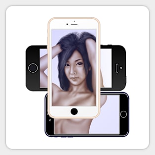 Illustration Logo – Phone Imaged Girl Sticker